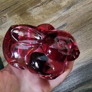 Pink Glass Rabbit Tealight Holder Easter